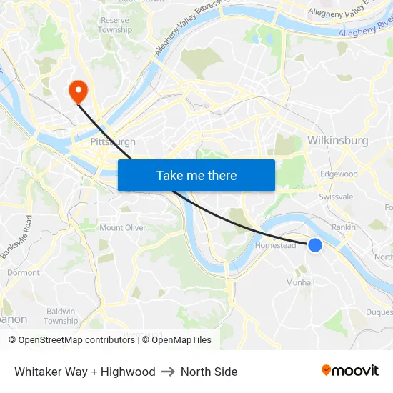 Whitaker Way + Highwood to North Side map