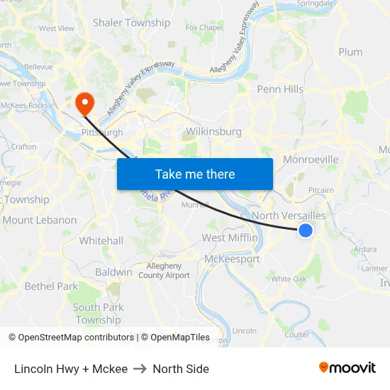 Lincoln Hwy + Mckee to North Side map