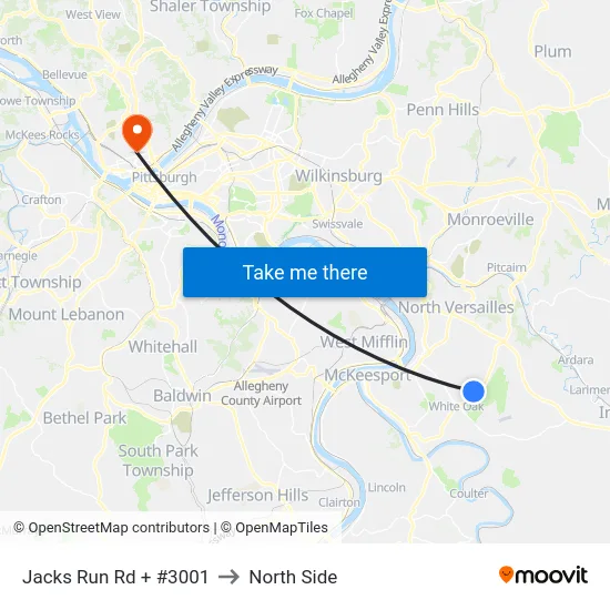 Jacks Run Rd + #3001 to North Side map