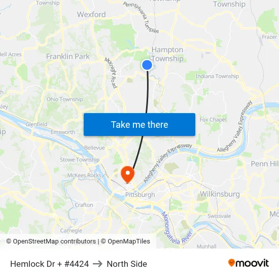 Hemlock Dr + #4424 to North Side map