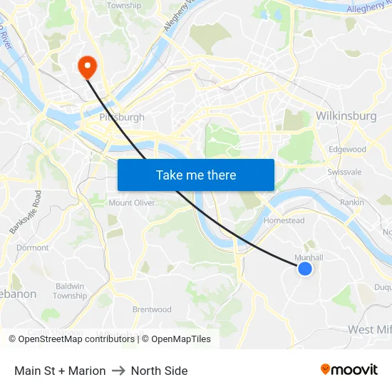Main St + Marion to North Side map