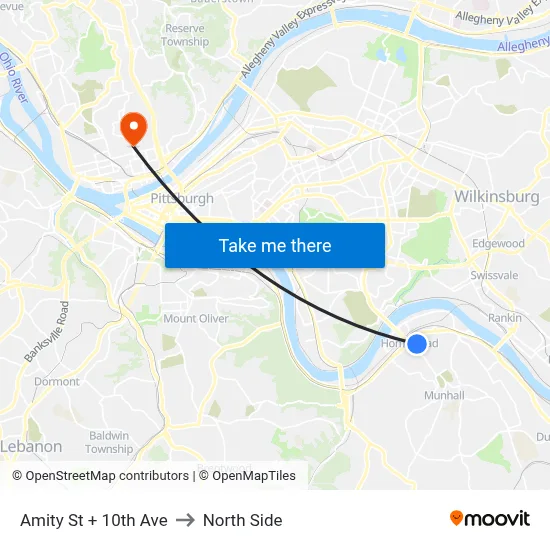 Amity St + 10th Ave to North Side map