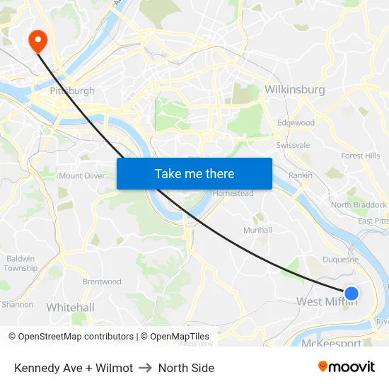 Kennedy Ave + Wilmot to North Side map
