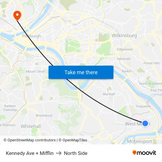Kennedy Ave + Mifflin to North Side map