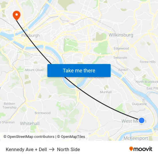 Kennedy Ave + Dell to North Side map