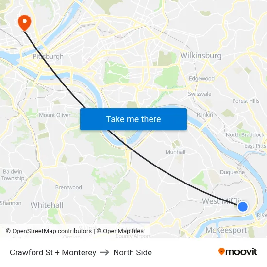 Crawford St + Monterey to North Side map