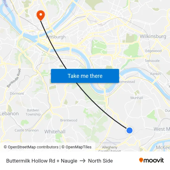 Buttermilk Hollow Rd + Naugle to North Side map