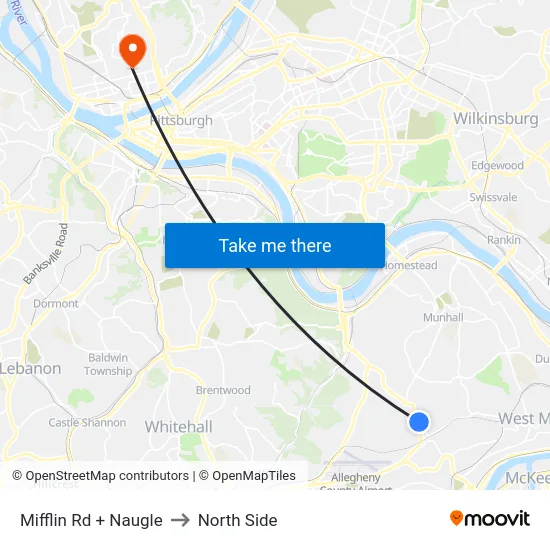 Mifflin Rd + Naugle to North Side map