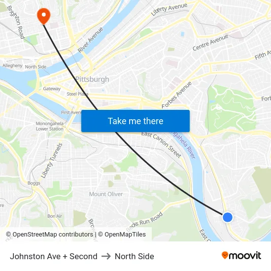 Johnston Ave + Second to North Side map