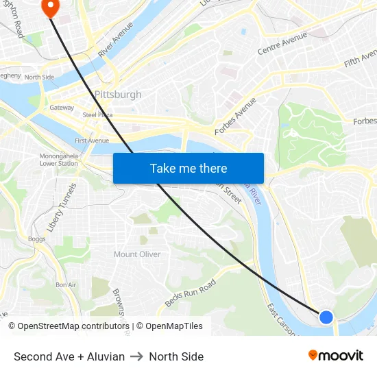 Second Ave + Aluvian to North Side map