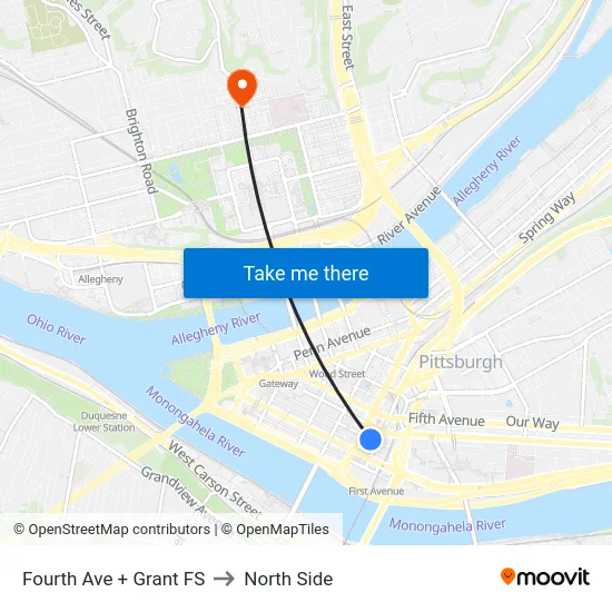 Fourth Ave + Grant FS to North Side map