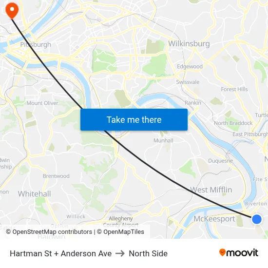 Hartman St + Anderson Ave to North Side map