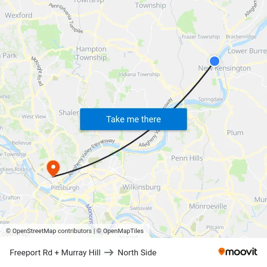 Freeport Rd + Murray Hill to North Side map
