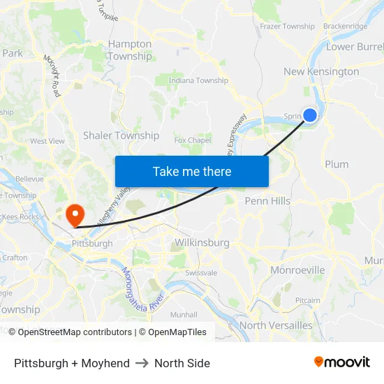 Pittsburgh + Moyhend to North Side map