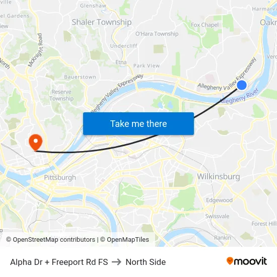 Alpha Dr + Freeport Rd FS to North Side map