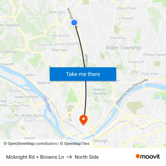 Mcknight Rd + Browns Ln to North Side map