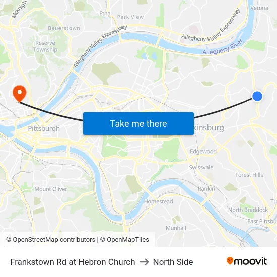 Frankstown Rd at Hebron Church to North Side map