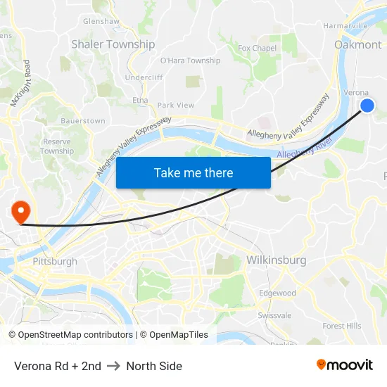 Verona Rd + 2nd to North Side map