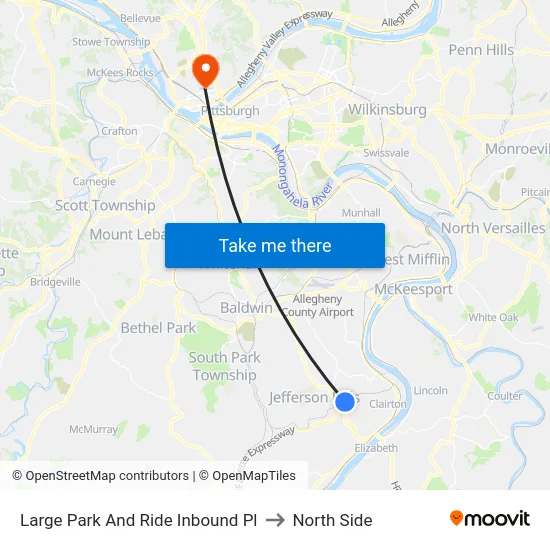 Large Park And Ride Inbound Pl to North Side map