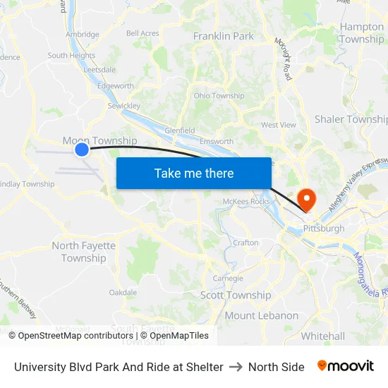 University Blvd Park And Ride at Shelter to North Side map