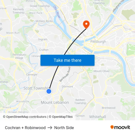 Cochran + Robinwood to North Side map