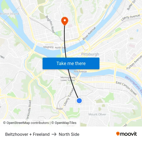 Beltzhoover + Freeland to North Side map