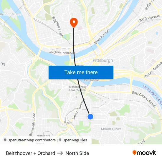 Beltzhoover + Orchard to North Side map