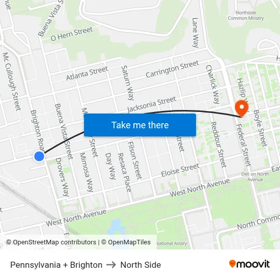 Pennsylvania + Brighton to North Side map