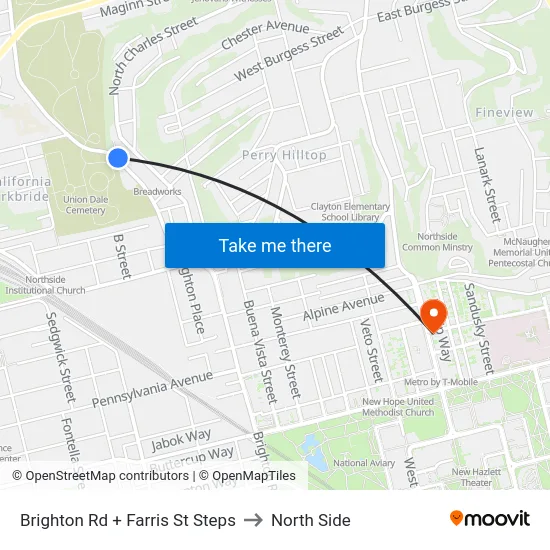 Brighton Rd + Farris St Steps to North Side map