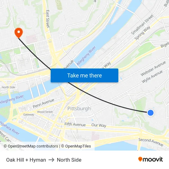 Oak Hill + Hyman to North Side map