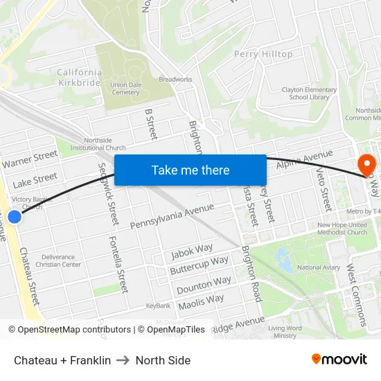 Chateau + Franklin to North Side map