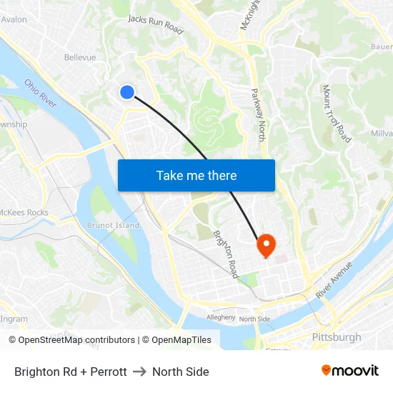 Brighton Rd + Perrott to North Side map