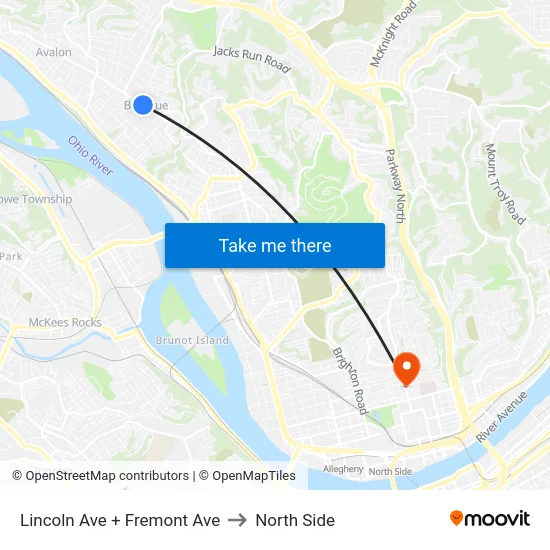 Lincoln Ave + Fremont Ave to North Side map