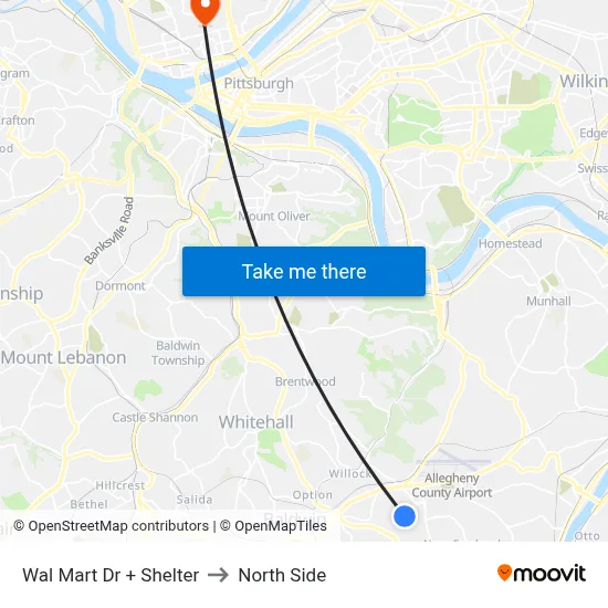 Wal Mart Dr + Shelter to North Side map