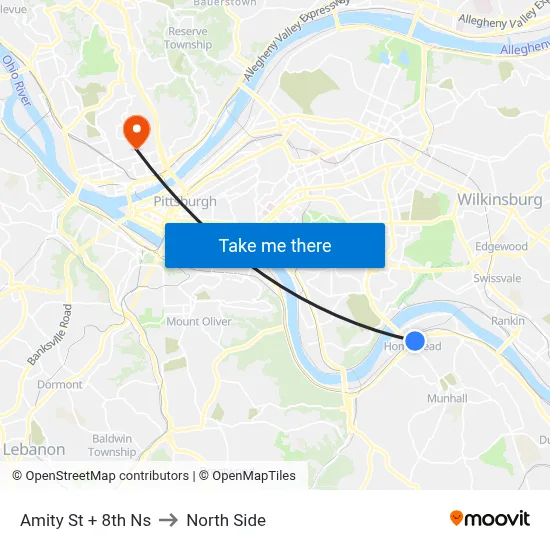 Amity St + 8th Ns to North Side map