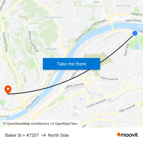 Baker St + #7207 to North Side map