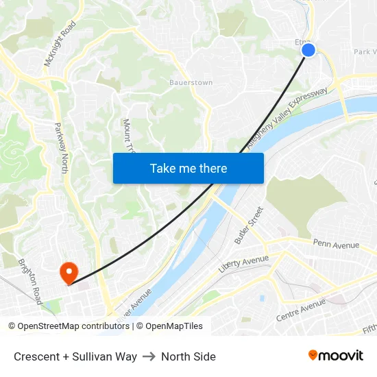 Crescent + Sullivan Way to North Side map