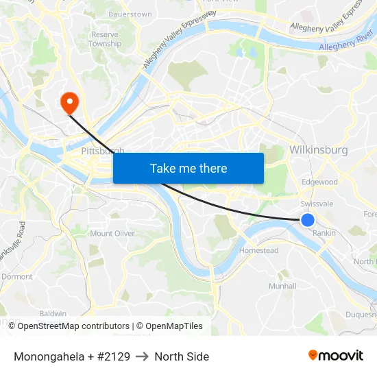 Monongahela + #2129 to North Side map