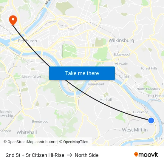 2nd St + Sr Citizen Hi-Rise to North Side map