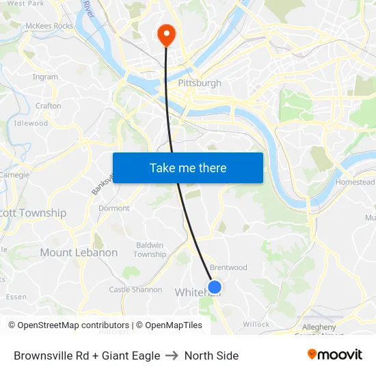 Brownsville Rd + Giant Eagle to North Side map
