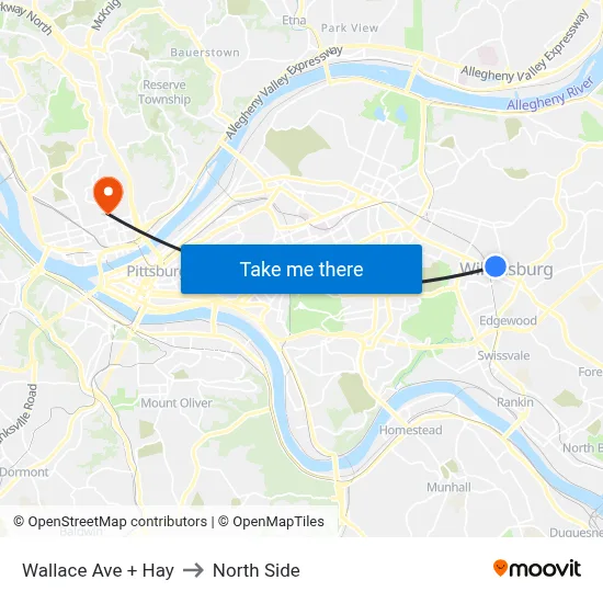 Wallace Ave + Hay to North Side map