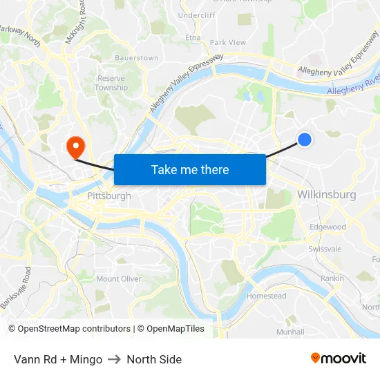 Vann Rd + Mingo to North Side map