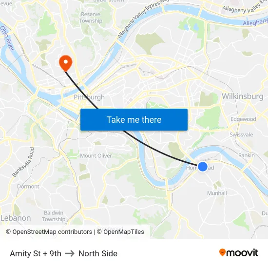 Amity St + 9th to North Side map