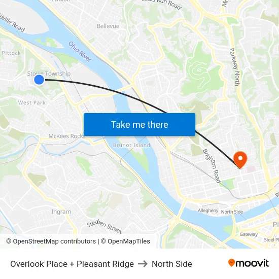 Overlook Place + Pleasant Ridge to North Side map