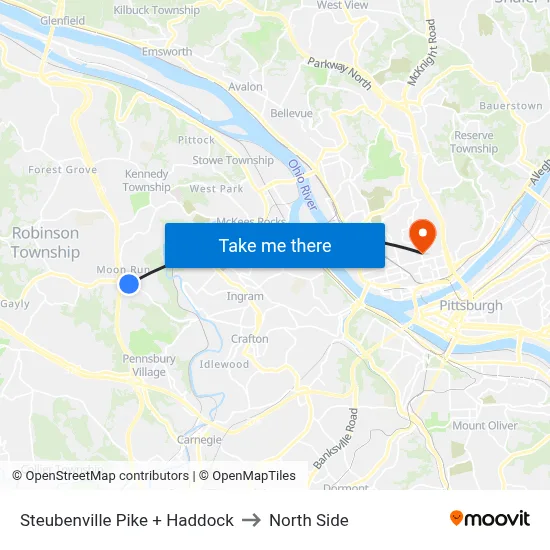 Steubenville Pike + Haddock to North Side map