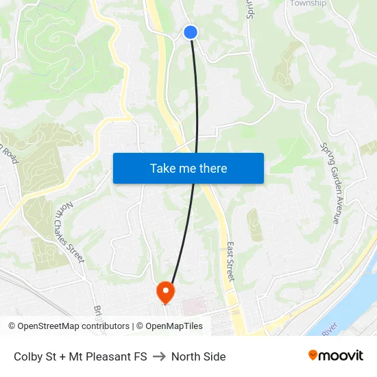 Colby St + Mt Pleasant FS to North Side map