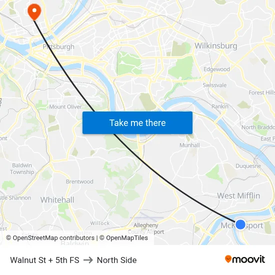 Walnut St + 5th FS to North Side map