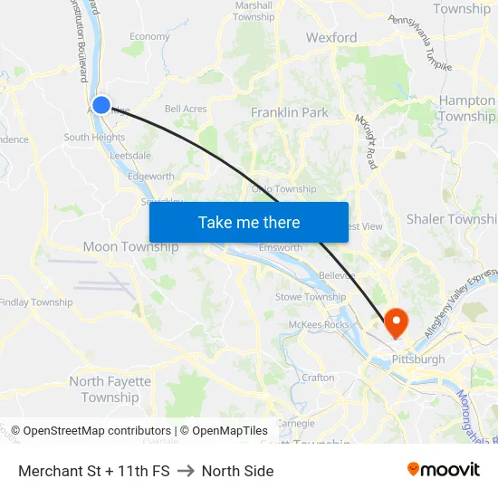 Merchant St + 11th FS to North Side map