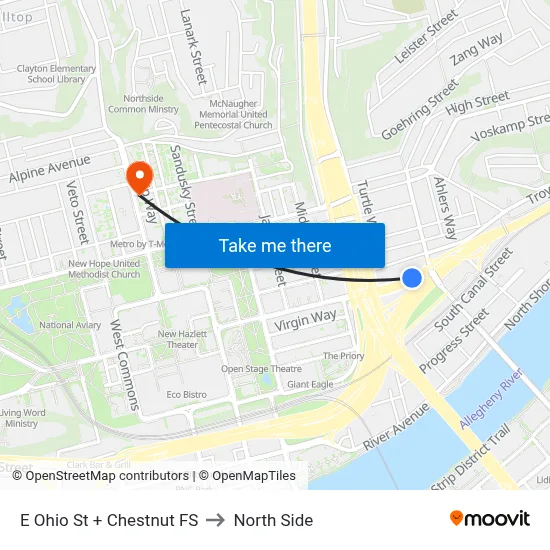 E Ohio St + Chestnut FS to North Side map