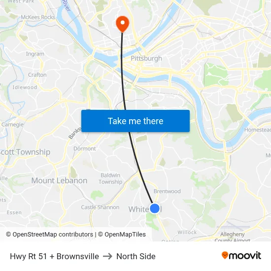 Hwy Rt 51 + Brownsville to North Side map